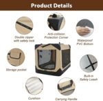Garnpet 36 Inch Collapsible Soft Dog Crate for Large Dogs, 4-Door Foldable Travel Dog Kennel with Durable Mesh Windows for Indoor & Outdoor Portable Pet Crate, Soft Side Dog Crate, Beige - Image 2
