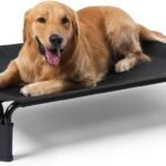 Garnpet Screwless Assembly Elevated Dog Bed for Large Dogs, Heavy Duty Raised Dog Cot for Outdoor Use with Teslin Washable Mesh