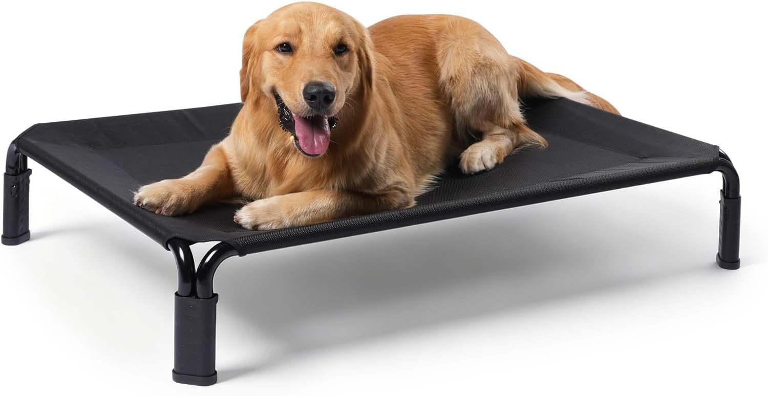 Garnpet Screwless Assembly Elevated Dog Bed for Large Dogs, Heavy Duty Raised Dog Cot for Outdoor Use with Teslin Washable Mesh Garnpet Screwless Assembly Elevated Dog Bed for Large Dogs, Heavy Duty Raised Dog Cot for Outdoor Use with Teslin Washable Mesh