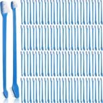 Gerrii 200 Count Dog Toothbrush Double Headed Long Handle Soft, Blue