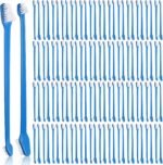 Gerrii 200 Count Dog Toothbrush Double Headed Long Handle Soft, Blue