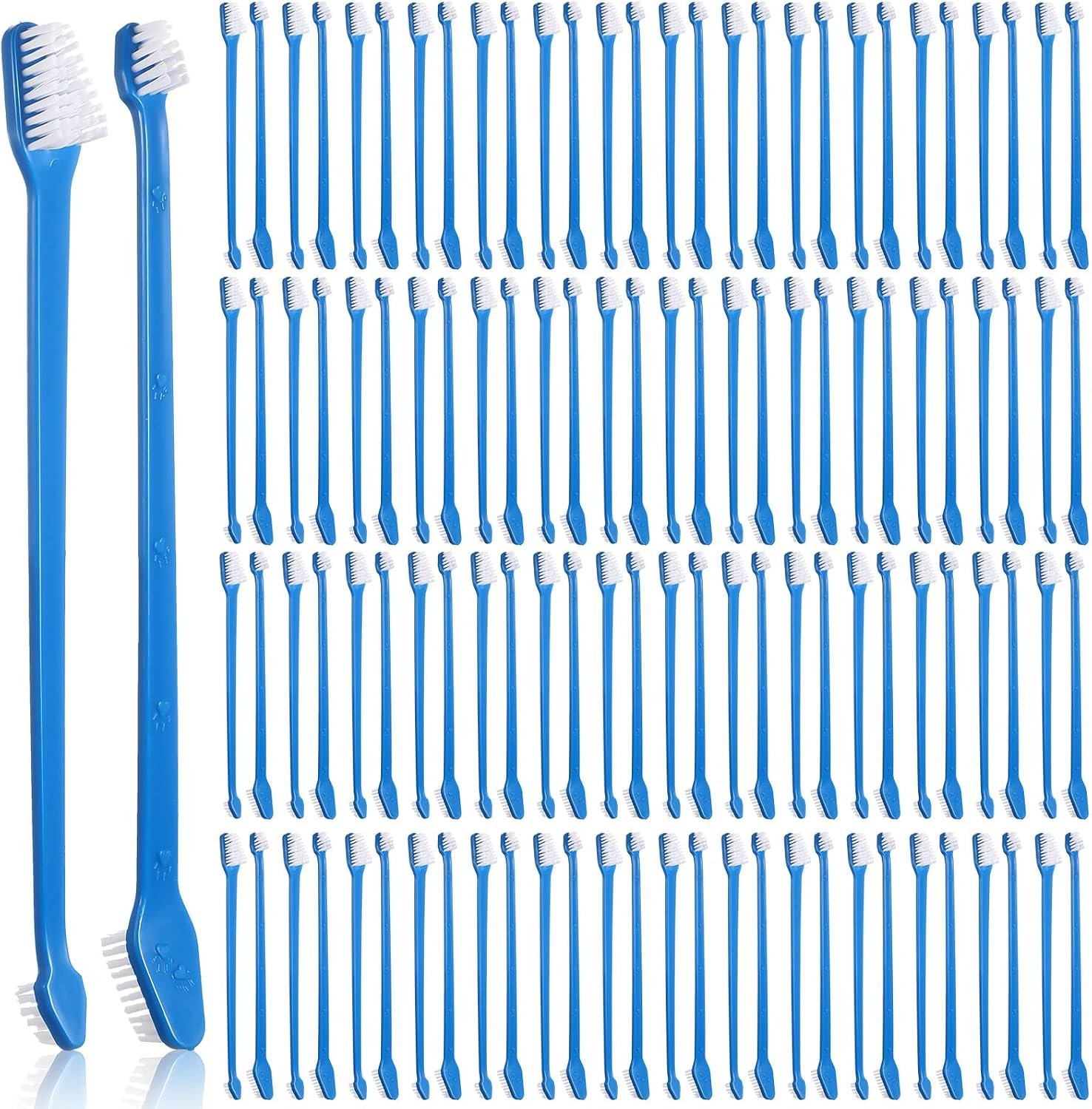 Gerrii 200 Count Dog Toothbrush Double Headed Long Handle Soft, Blue Gerrii 200 Count Dog Toothbrush Double Headed Long Handle Soft, Blue