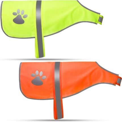 Geyoga 2 Pcs Reflective Dog Vest Adjustable Safety Vest,M,Orange, Yellow