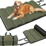 Gimars Upgraded Thickened Travel Dog Bed with Waterproof Film, Easy to Roll Up with Buckle, Large Outdoor Pet Bed for Medium & Large Dog, Portable, Washable Bed Mat for Camping,Traveling