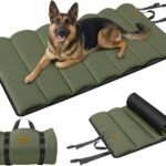 Gimars Upgraded Thickened XL Outdoor Dog Bed with Waterproof Film, Easy to Roll Up with Buckle, Large Travel Pet Bed for Large & Extra Large Dog, Portable, Foldable, Washable for Camping,Traveling
