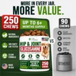 Glucosamine Hip & Joint Supplement for Dogs - 250 Chews with Chondroitin - Image 2