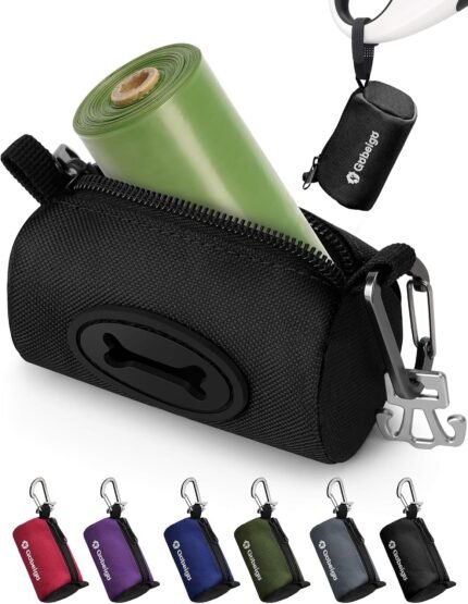 Gobeigo Dog Poop Bag Holder with Used Bag Carrier(Black)