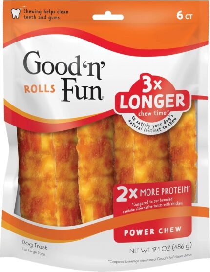 Good ‘n’ Fun Roll Long-Lasting Dog Treat for Large Dogs, 6 Count