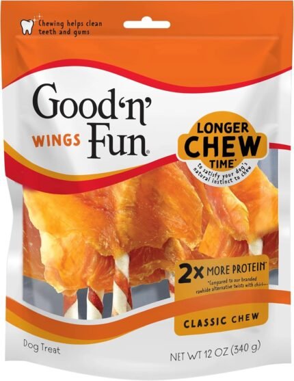 Good ‘n’ Fun Wings Long-Lasting Dog Treat Made With Real Protein, 12 oz