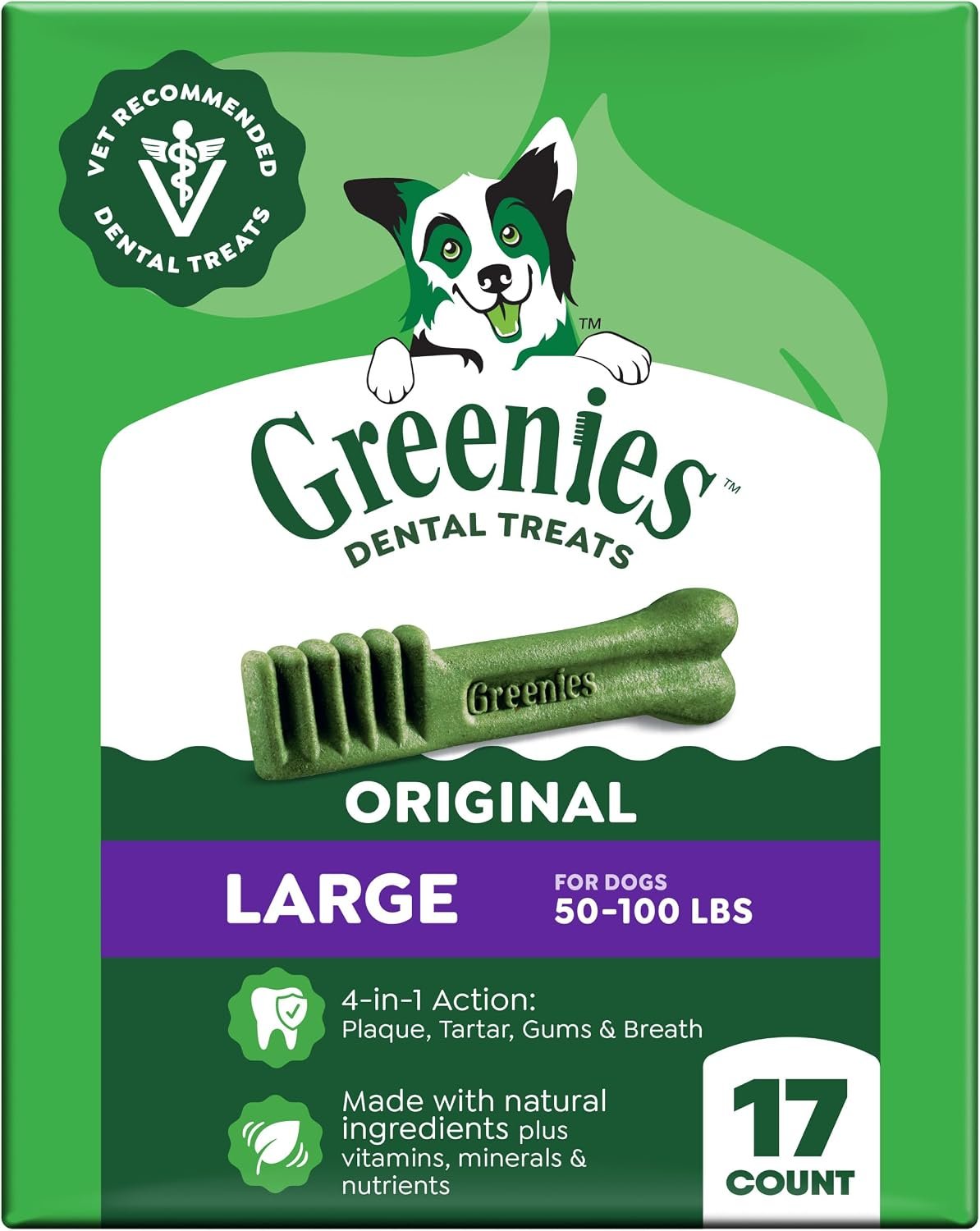 Greenies Large Natural Dental Dog Treats, Original Flavor, 17 Count Greenies Large Natural Dental Dog Treats, Original Flavor, 17 Count