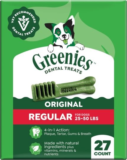 Greenies Regular Dental Dog Treats, Original Chicken Flavor, 27 Count