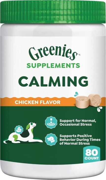 Greenies Supplements Calming Chews for Dogs, Chicken Flavor, 80 Count