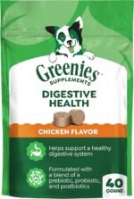 Greenies Supplements Digestive Health Soft Dog Chews, Chicken, 40 Count