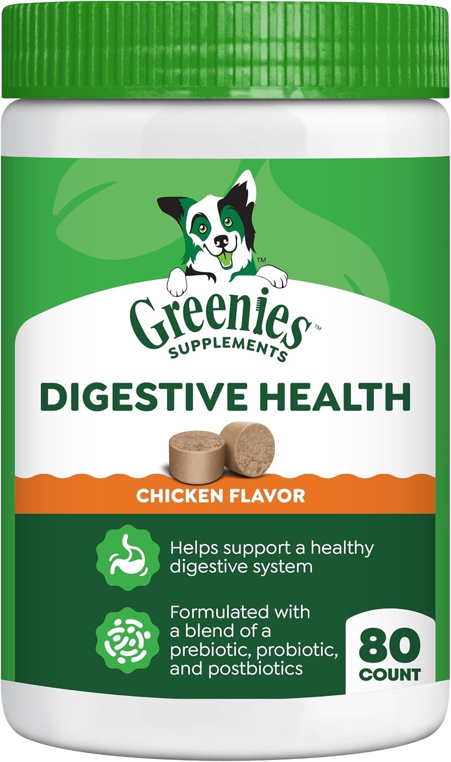 Greenies Supplements Digestive Health Soft Dog Chews, Chicken, 80 Count Greenies Supplements Digestive Health Soft Dog Chews, Chicken, 80 Count