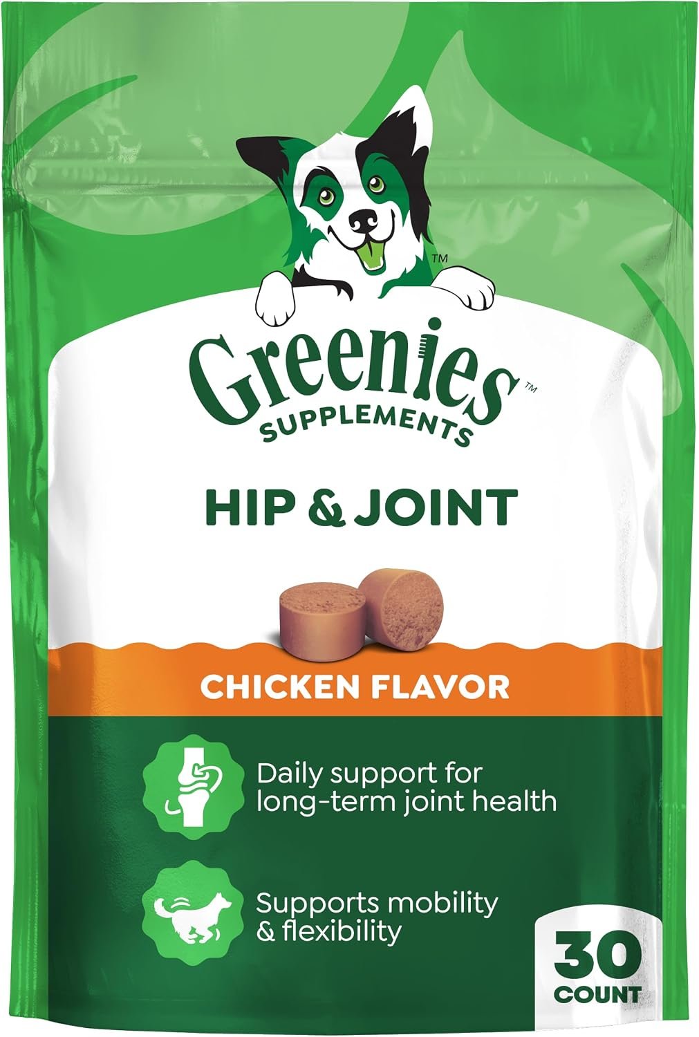 Greenies Supplements Hip & Joint Soft Dog Chews, Chicken Flavor, 30 Count Greenies Supplements Hip & Joint Soft Dog Chews, Chicken Flavor, 30 Count