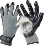 H HANDSON Pet Grooming Gloves - Patented #1 Ranked, Award Winning Shedding, Bathing, & Hair Remover Gloves - Gentle Brush for Cats, Dogs, and Horses (Grey, Large)