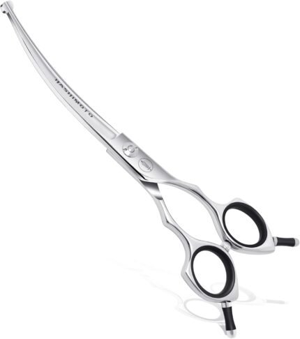 HASHIMOTO Curved Dog Grooming Scissors with Safety Round Tips, 6.5 inch.