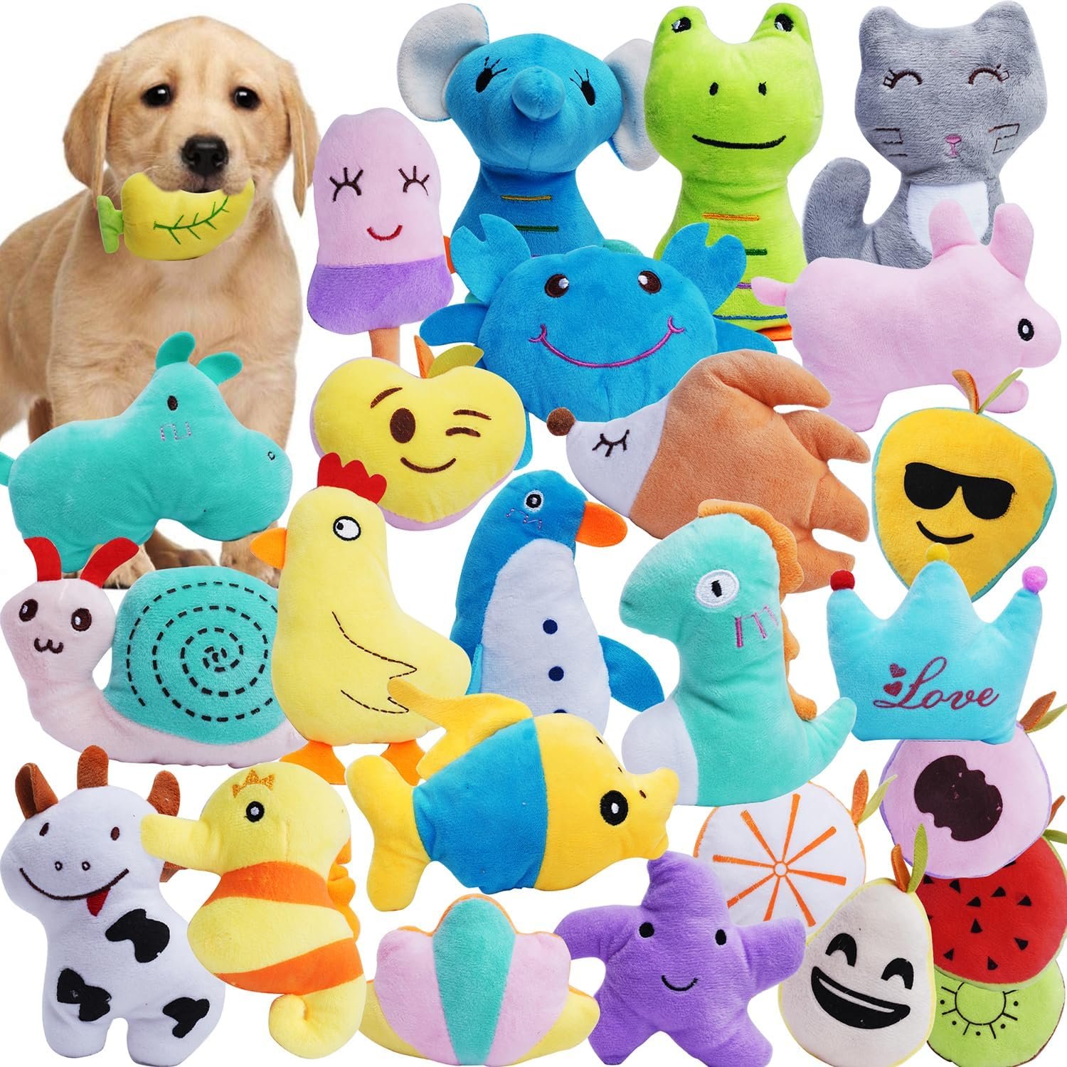 HDMOTU Pack of 26 Soft Small Medium Dog Squeaky Toys for Puppy HDMOTU Pack of 26 Soft Small Medium Dog Squeaky Toys for Puppy