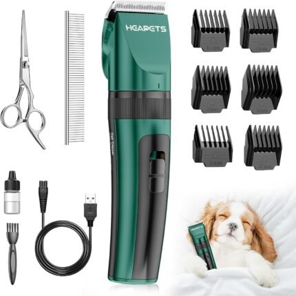 HEAPETS Cordless Dog Clippers for Grooming for Dogs Cats Pets, Green