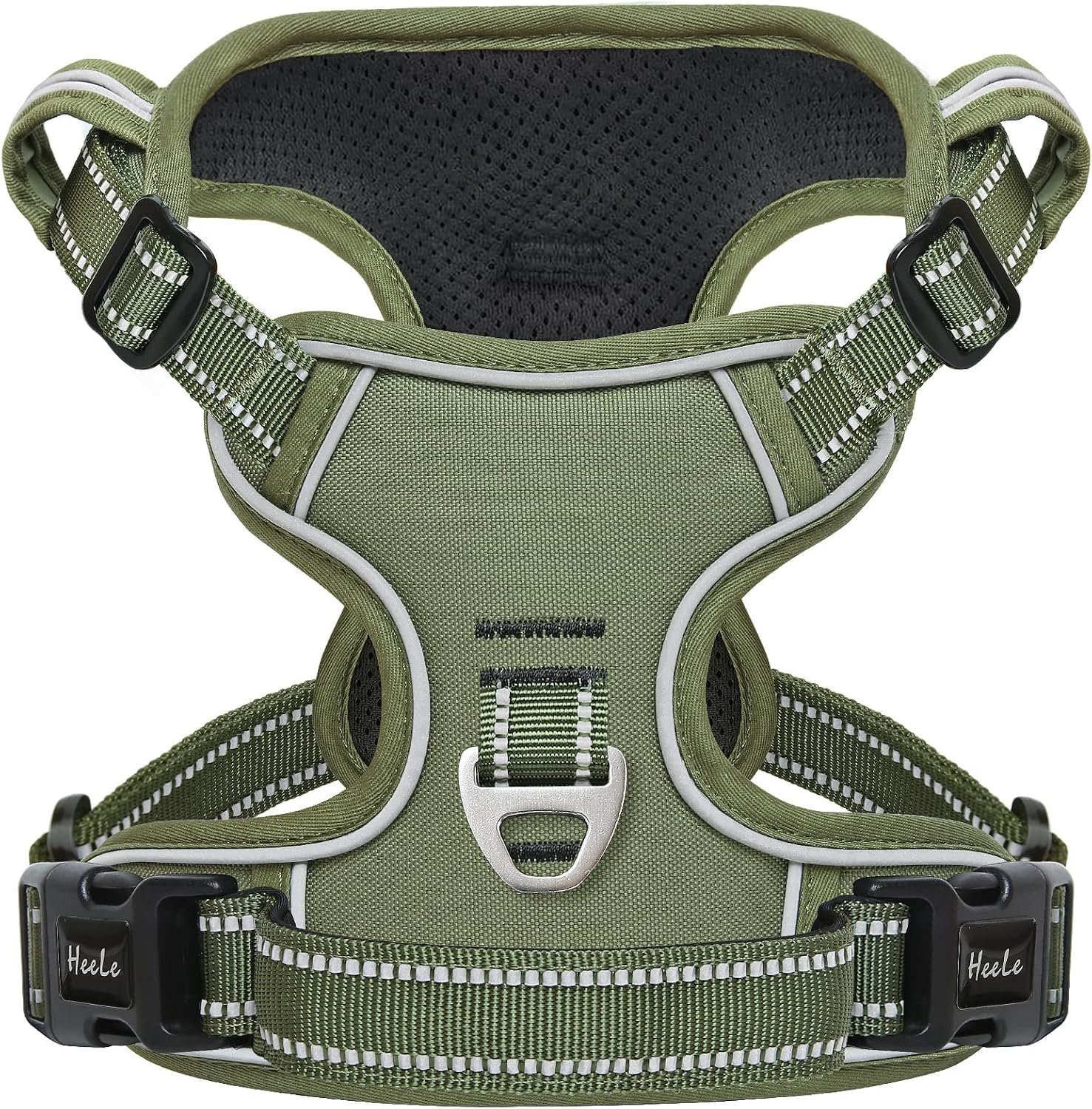 HEELE Dog Harness, No Pull Adjustable Padded Reflective Harness for Small Medium Large Dogs with Handle for Walking Training, Green, M HEELE Dog Harness, No Pull Adjustable Padded Reflective Harness for Small Medium Large Dogs with Handle for Walking Training, Green, M