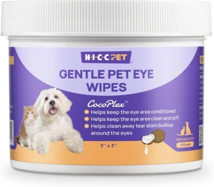 HICC PET Eye Wipes for Dogs & Cats, Pet Face Wipes, 100 Count