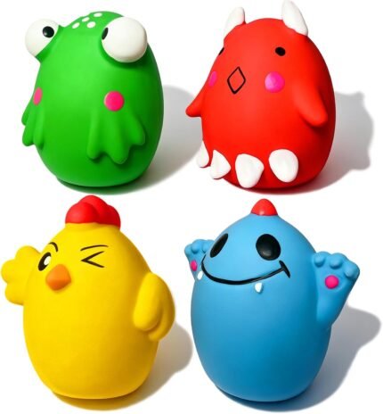 HOLYSTEED Squeaky Dog Toys for Small Dogs,Medium Breed,1.9" Latex Ball Oval