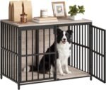 HOOBRO 38.6" Dog Crate Furniture, Wooden Dog Kennel Indoor, Heavy Duty Dog Cage for Small/Medium Dog, Decorative Side End Table, Greige BG100GW03