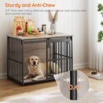 HOOBRO Dog Crate Furniture, 36.6" Heavy Duty Dog Kennel with Sliding Barn Door, Wooden Dog Cage Indoor, Decorative Side End Table for Small/Medium Dogs, Greige and Black GY162GW03G1 - Image 2