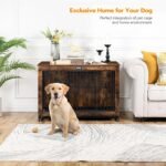 HOOBRO Dog Crate Furniture, 38.6" Large Dog Kennel Indoor, Wooden Cage with Pull-Out Tray, Double Doors Pet House Side End Table for Large/Medium/Small Dogs, Rustic Brown BF982GW03G1 - Image 2