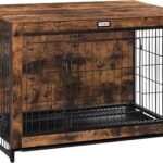 HOOBRO Dog Crate Furniture, 38.6″ Large Dog Kennel Indoor, Wooden Cage with Pull-Out Tray, Double Doors Pet House Side End Table for Large/Medium/Small Dogs, Rustic Brown BF982GW03G1