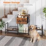HOOBRO Dog Feeding Station with Drawer, 2 Elevated Bowl Stands & Large Dog Food Storage for 2 Dogs, Height Adjustable Pet Storage Organizer for Large Medium Breeds, Rustic Brown and Black BF23PO03G1 - Image 2