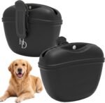 Hampton Distribution Silicone Dog Treat Pouch, Black, BPA Free Pet Treat Pouch for Pet Training with Magnetic Closure, Waist Clip & Portable Design