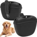 Hampton Distribution Silicone Dog Treat Pouch, Black, BPA Free Pet Treat Pouch for Pet Training with Magnetic Closure, Waist Clip & Portable Design