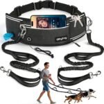 Hands Free Double Dog Leash for Two Dogs 240LB Heavy Duty Bungee