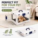 Hard Cat Carrier Foldable,Portable Dog Crate with Ventilation & Raised Separation Meshs Floor,Dog Travel Crate,Collapsible Dog Crate for Small Cats Dogs Tool-Free Assemblys (A-Grayish-White) - Image 2