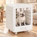 Haven Dog Crate – Open-View Indoor Furniture Dog Crate for Small Dogs, Easy-Clean HDPE, Clear Panels, Wheels & Cushion Included, Warm White, Modern Rest Space Designed to Stay Out - Image 2