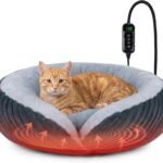 Heated Cat Beds for Indoor Cats and Small Dogs, 20″ Soft Donut Pet Bed