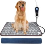 Heated Dog Bed, 28x18in, Rose, Adjustable, Waterproof, Chew Resistant Steel Cord, Dogs & Cats, Dog Bed