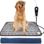 Heated Dog Bed, 28x18in, Rose, Adjustable, Waterproof, Chew Resistant Steel Cord, Dogs & Cats, Dog Bed