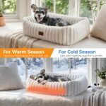 Heated Dog Bed for Small Dogs & Cats, Safety Listed, 20x19, Cream - Image 2