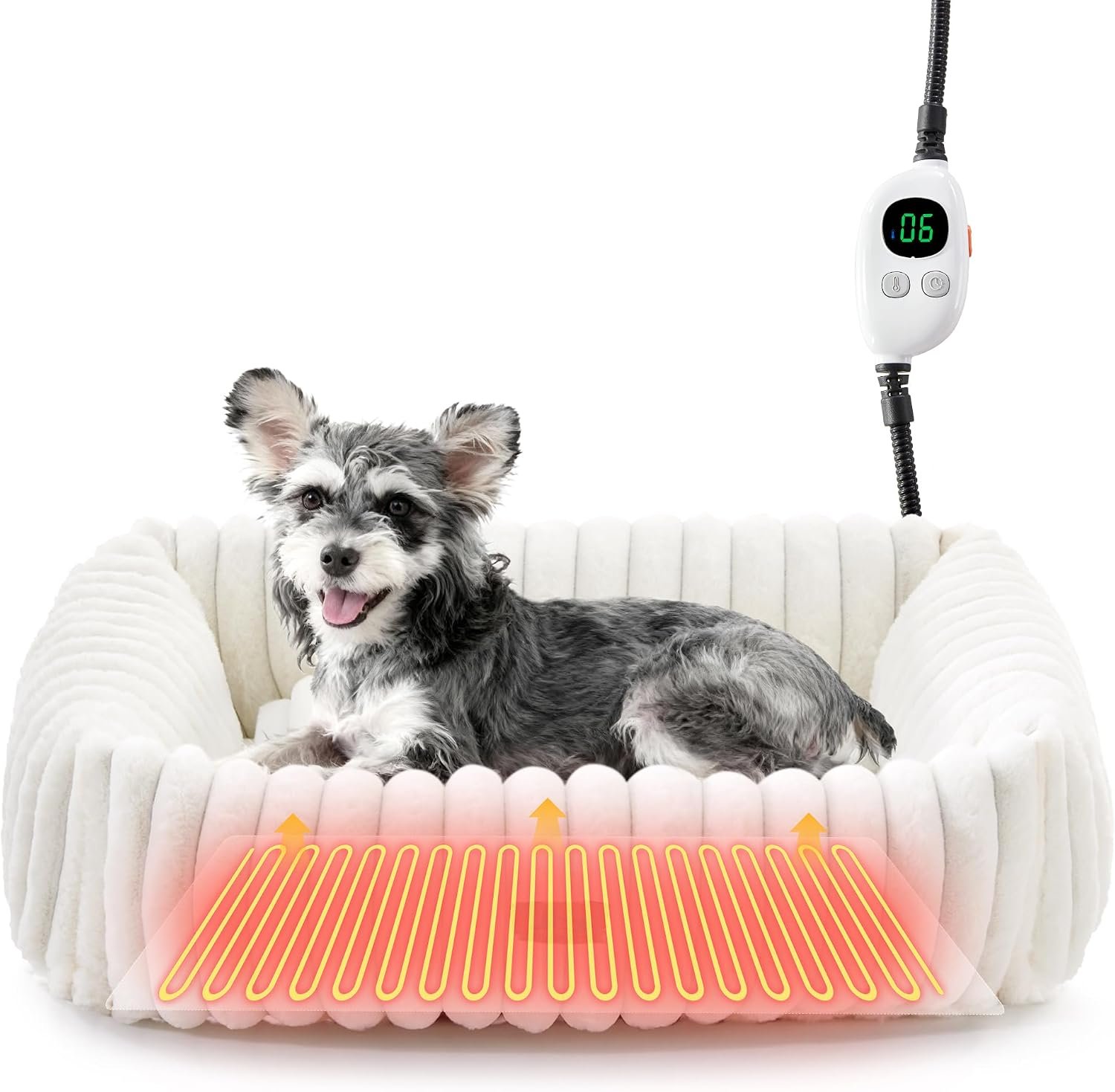 Heated Dog Bed for Small Dogs & Cats, Safety Listed, 20×19, Cream Heated Dog Bed for Small Dogs & Cats, Safety Listed, 20×19, Cream