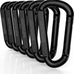 Heavy Duty Carabiner Clip, Steel Carabiners 1100lbs 3″ D Shaped Spring Hook Small Clips for Hammocks, Hiking, Keychains, Outdoors and Gym, Dog Leash and Key Ring