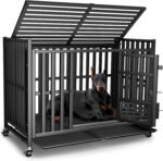 Heavy Duty Dog Crate, 43'' Large Indestructible Cage for High-Anxiety Dogs