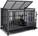 Heavy Duty Dog Crate, 49'' Large Indestructible Cage for High-Anxiety Dogs