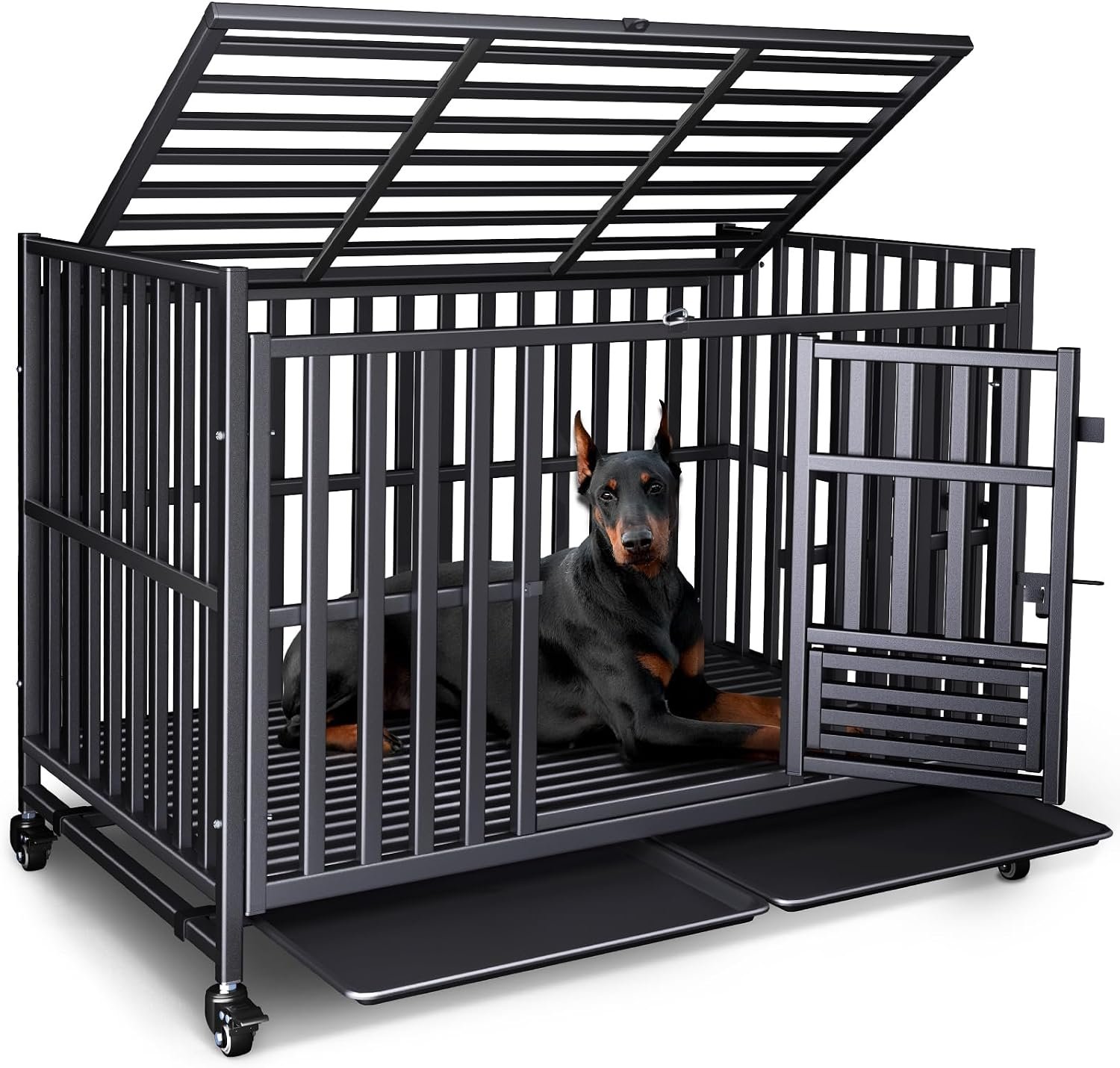 Heavy Duty Dog Crate, 49” Large Indestructible Cage for High-Anxiety Dogs Heavy Duty Dog Crate, 49” Large Indestructible Cage for High-Anxiety Dogs