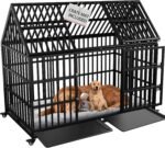 Heavy Duty Dog Crate 54 inch Dog Pet Kennel Cage for Extra Large Giant Dog with 2 Doors Lockable Wheels Removable Trays Top Access All Metal Durable