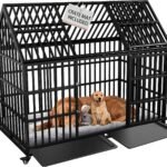Heavy Duty Dog Crate 54 inch Dog Pet Kennel Cage for Extra Large Giant Dog with 2 Doors Lockable Wheels Removable Trays Top Access All Metal Durable