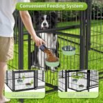 Heavy Duty Dog Kennel Outdoor, Covered Dog Kennels Outside with Roof, 4x4.2x4.5FT Large Dog Enclosure Adjustable Feeder Door, Playpen Fence for Yard - Image 2