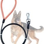 Heavy Duty Dog Leash, Chew Proof Metal Leash for Large Dogs (Up to 250lbs), WireRope Dog Leashes with Soft Silicone Grip (Black, 5 FT)