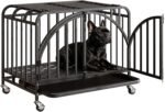 Heavy Duty Metal Dog Crate, 30" Indestructible Dog Kennel for High Anxiety Dogs, with Lockable Caster Wheels & Removable Tray, Dog Cage for Medium Dogs